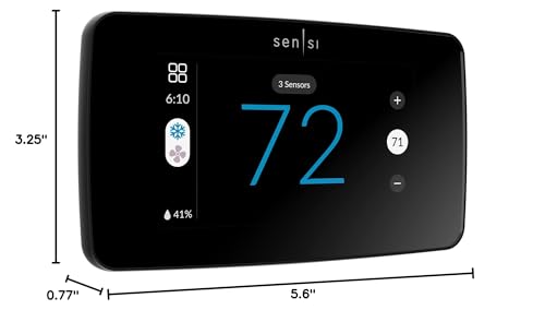 Sensi Touch 2 Smart Thermostat with Touchscreen Color Display, 100 Years of Expertise, Programmable, Wi-Fi, Data Privacy, Easy DIY, Works with Alexa, Energy Star Certified, ST76, C-Wire Required