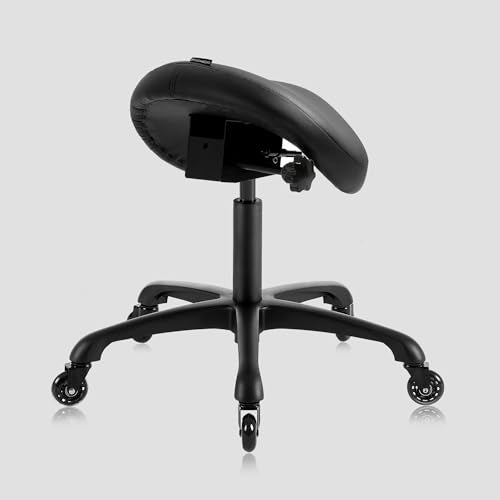 DR.LOMILOMI Premium Multifunctional Ergonomic Saddle Chair 507 INOA for Hygienic Clinic, Spa, Massage, and Dental Hygienist - Rolling Swivel Stool (Black, Standard 507)