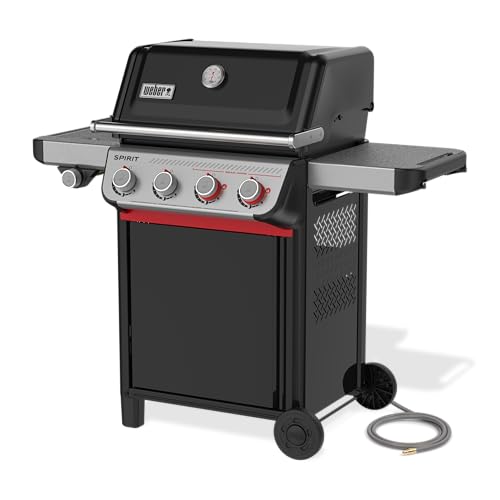 Weber Spirit E-435 Natural Gas Grill for Outdoor Cooking, 4 Burners and 1 Side Burner, Black – Porcelain-Enameled Cast-Iron Grates, 2 Boost Burners, Sear Zone