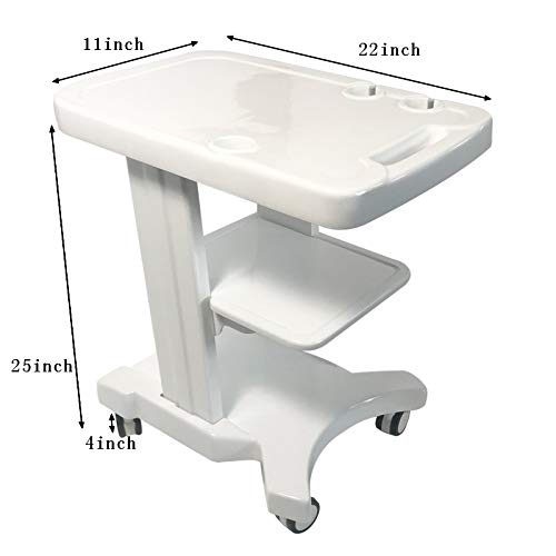 INTSUPERMAI Mobile Trolley for ultrasonic Imaging Scanner System Portable Ultrasound cart White 3 Layers with 2 Brake Wheels,4 Wheels 3 Holes