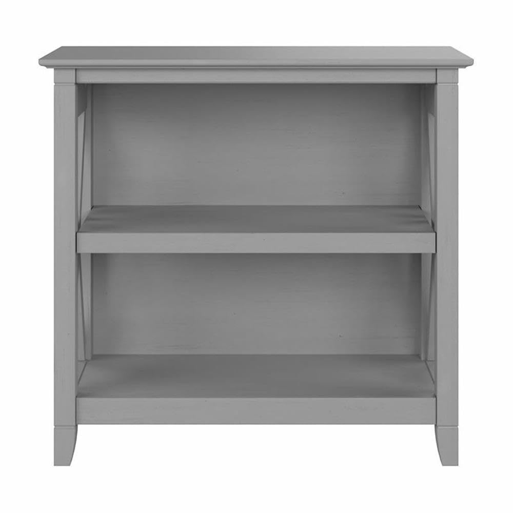 Bush Home Key West Small 2 Shelf Bookcase in Cape Cod Gray, Compact Home Organizer, Vertical Storage Solution, Bookshelf for Office or Living Room