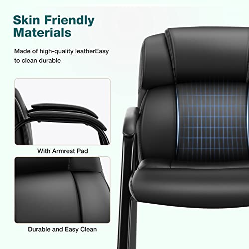 OLIXIS Waiting Room Reception Chairs Set of 8, Leather Office Desk Guest Stationary Side Chair with Padded Arms for Home Conference Lobby Area Meeting Church Medical Clinic Elderly Student