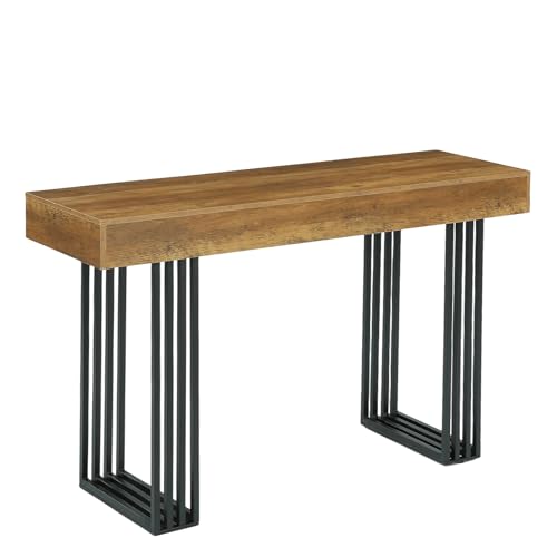 LITTLE TREE 63" Bar Table, Bar Height Table with 39.37" High Metal Frame, Industrial Counter Height Table for Coffee Shop, Bistro, Living Room (No Chair)