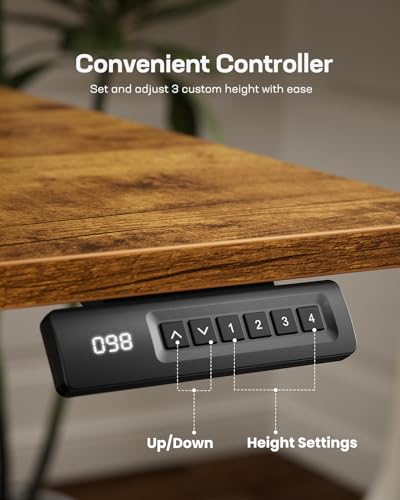 Marsail Electric Standing Desk, Adjustable Height Stand up Desk, 55 x 24 Inches Sit Stand Home Office Desk, Computer Desk, Rustic Brown