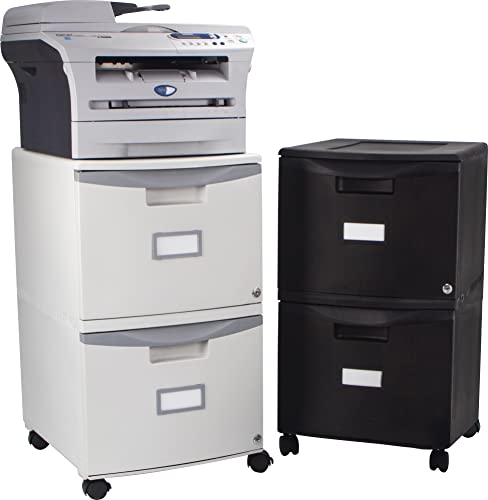 Storex Two-Drawer Mobile File Cabinet with Lock, 14.8 x 18 x 26-Inch, Gray (61301B01C)