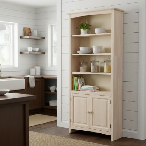 Solid Wood Shaker Bookcase - 72"H , Unfinished