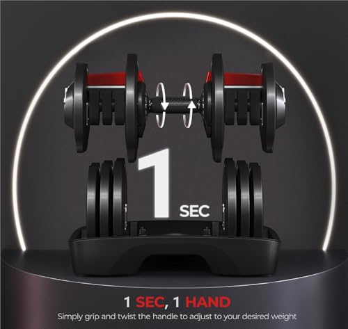 Yaheetech Adjustable Dumbbells Set 52.5LB Adjustable Dumbbells Pair Fast Adjust Weight 2PCS