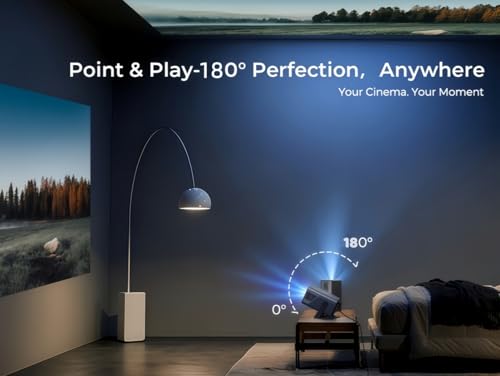 [4K Support/2000 ANSI/AI Visual Calibration] X7 Native 1080P Smart Projector with Android 14 OS,Compatible with Netflix YouTube,AI Auto Focus&Keystone,WiFi,Bluetooth,200" Display Black&Slate Gray