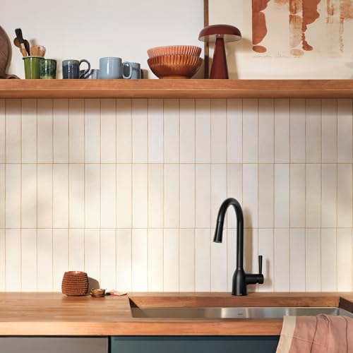 Moen Adler Matte Black One-Handle High Arc Kitchen Sink Faucet with Power Clean, Modern Kitchen Faucet with Pull Down Sprayer, 87233BL