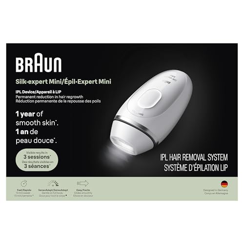 Braun IPL Mini, Silk·Expert Mini, IPL Hair Removal for Women and Men, Permanent Laser Hair Reduction At-Home, IPL1115