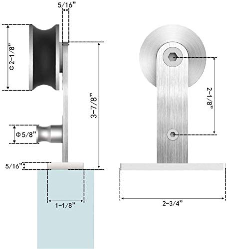 HAHAEMAIL 5FT Top Mount Stainless Steel Sliding Barn Door Hardware Track Kit, Heavy Duty, Anti-Rust, Slide Smoothly Quietly Easy Install 5FT Track Kit for 26"~30" Wide Single Door