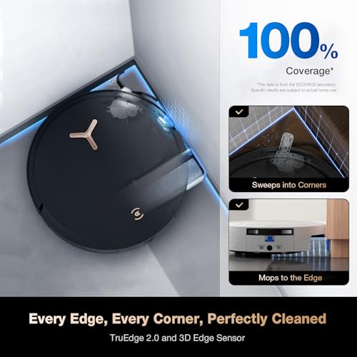 ECOVACS DEEBOT X8 PRO OMNI Robot Vacuum and Mop, 18000Pa, OZMO ROLLER Instant Self-Washing Mopping, 167℉ Hot Water Mop Washing, Auto Cleaning Solution Adding, Hot Air-Drying, Self-Emptying, Black