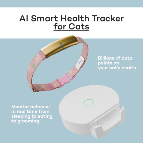 Catlog Health Tracker for Cats - Smart Cat Collar with Safety Breakaway Buckle for Indoor Cats, Wellness Alerts, Real-time Monitoring (Yellow, M)