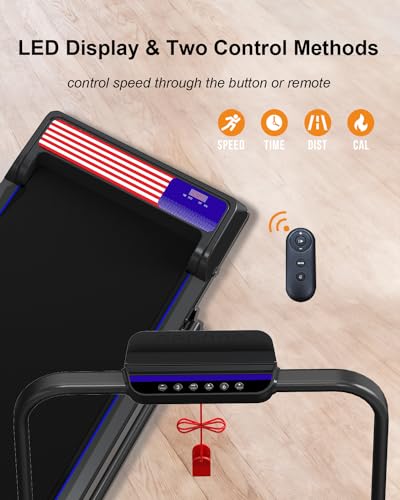 Treadmill Under Desk Walking Pad,2 in 1 Folding Treadmill for Home/Office with Remote Control and APP，Large Screen