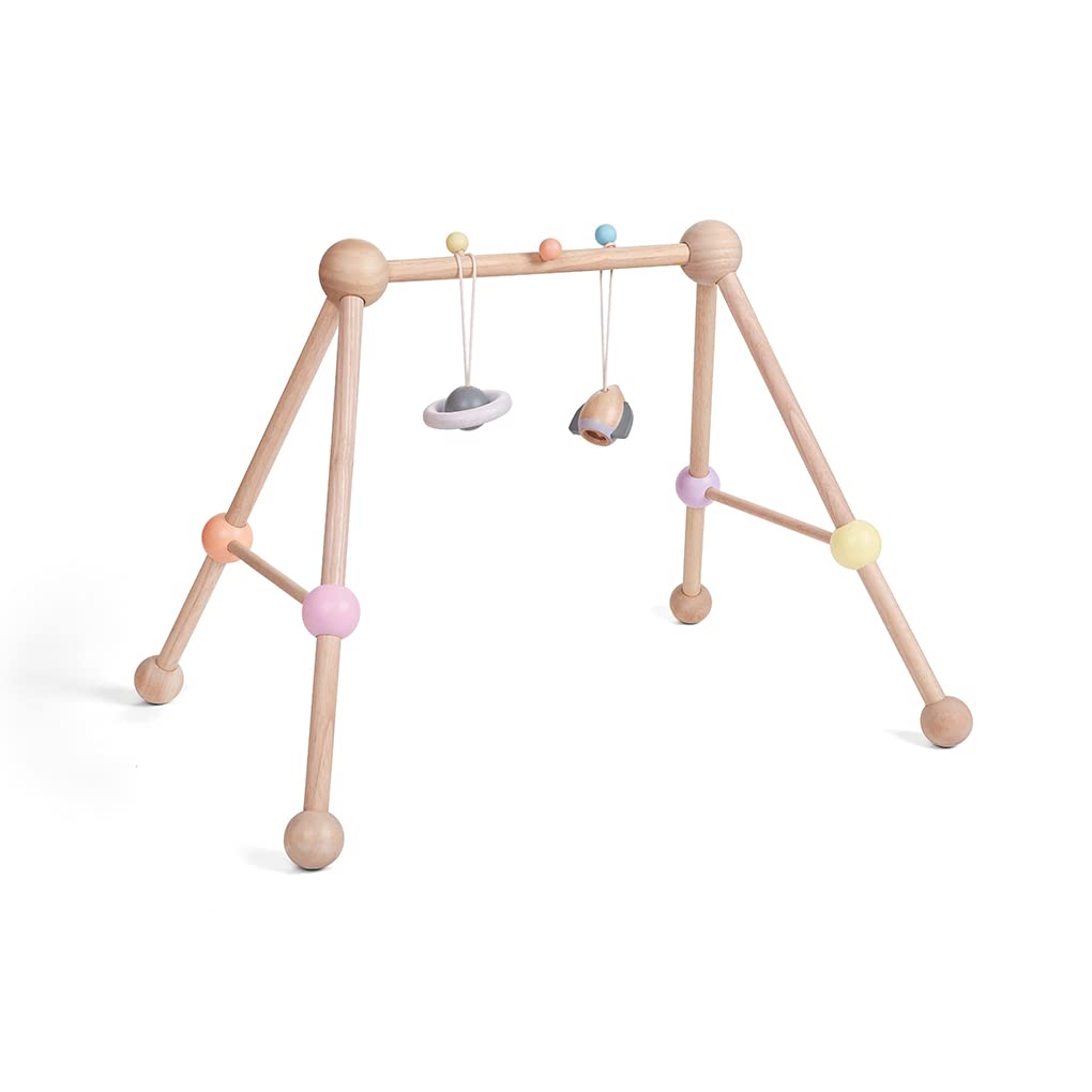 PlanToys® Play Gym Wooden Baby Activity Toy in Pastel Colours | Montessori Sensory Play for Motor Skills, Coordination & Focus | Eco-Friendly Developmental Gym