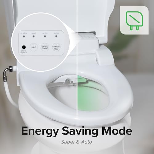 SmartBidet® SB-2400 Advanced Electric Smart Bidet Slim Profile Seat in Elongated White with Remote Control, LED Night Light, Stainless Steel Nozzle, Heated Seat, Warm Dryer