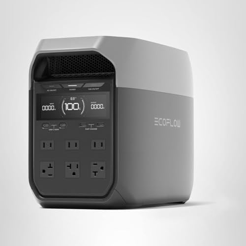 EF ECOFLOW DELTA 3 Portable Power Station, 1024Wh LiFePO4 Battery, Full Charge in 56 Min, 1800W AC/100W USB-C Output, Solar Generator(Solar Panel Optional) for Home Backup Power, Camping & RVs