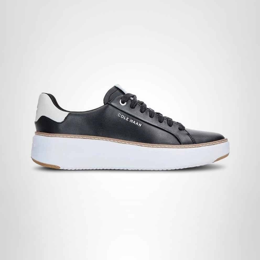 Cole Haan Womens Grandpro Topspin Sneaker, Black/Optc Wht/Cyber Yellow, 8-C US