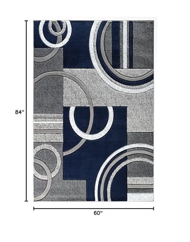 GLORY RUGS Area Rug Modern Soft Hand Carved Contemporary Floor Carpet with Premium Fluffy Texture for Indoor Living Dining Room and Bedroom Area (5x7, Navy)