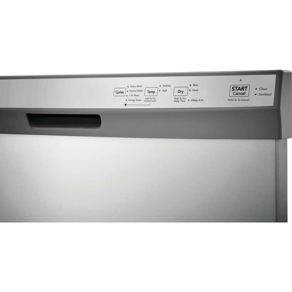 Frigidaire 24 in Front Control Built-in Tall Tub Dishwasher in Stainless Steel with 4-Cycles and DishSense Sensor Technology