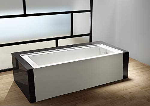 KINGSTON BRASS VTDE603122R 60-Inch Contemporary Alcove Acrylic Bathtub with Right Hand Drain and Overflow Holes, White