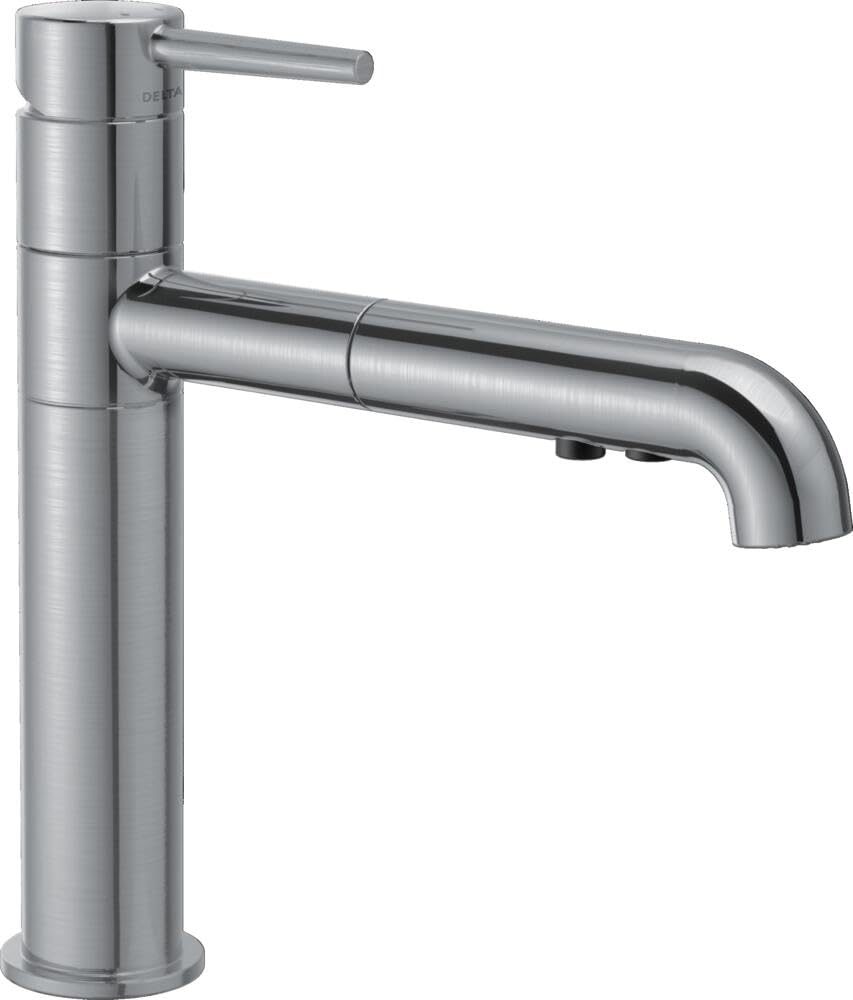 Delta Faucet Trinsic Pull Out Kitchen Faucet, Brushed Nickel Kitchen Sink Faucet, Kitchen Faucet with Pull Out Sprayer, Diamond Seal Technology, Arctic Stainless 4159-AR-DST