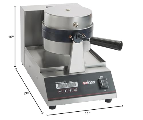 Winco Commercial-Grade 7" Belgian Waffle Maker with Non-Stick Plates