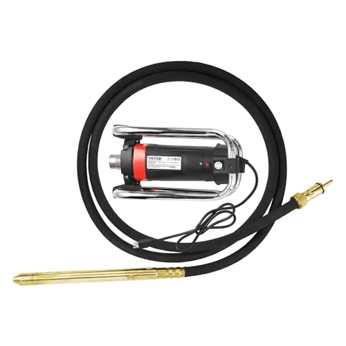 VEVOR Concrete Vibrator, 1300W Power, 16000 Vibrations Per Minute, Durable 2HP Copper Engine, Portable for Construction, Comes with 14.75ft Shaft, Ideal for Removing Air Pockets & Smoothing