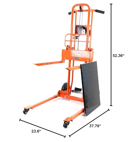 SuperHandy Material Lift Winch Stacker, Pallet Truck Dolly, Lift Table, Fork Lift, 330 Lbs 40" Max Lift w/ 8" Wheels, Swivel Casters [Patented]