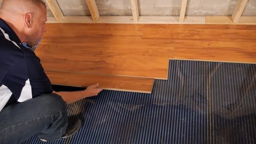 QuietWarmth Float QWARMKITFF Radiant Floor Heating Starter Kit Mat w/Programmable Thermostat for Laminate, Wood, Luxury Vinyl Floating Flooring- Cuttable Mat Size 3’x10' 120Volt (Covers 30sf)