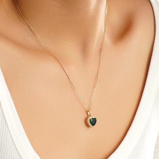 MSBLUE® 1 CT. Emerald Infinity Heart Pendant withs | 14K Yellow Gold Vermeil May Birthstone Necklace | Perfect For Women's Gift & Anniversary
