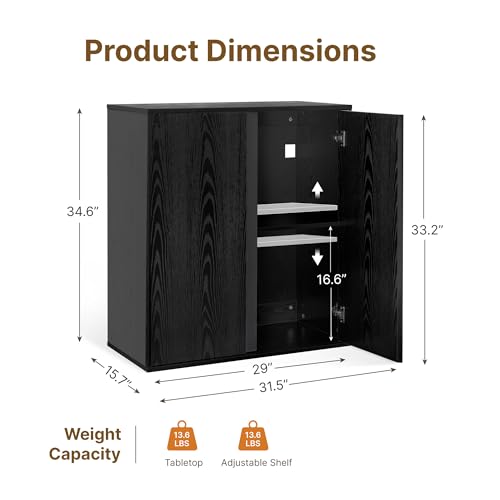 KISLOT 63" Sideboard Buffet Cabinet with Storage Modular Accent Display Kitchen Storage Cabinet Wood Coffee Bar Console for Living Room, Hallway, Kitchen, Dining Room,Black