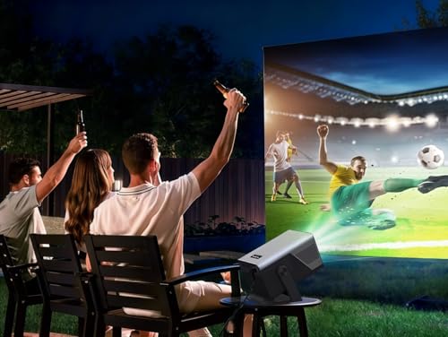 [4K Support/2000 ANSI/AI Visual Calibration] X7 Native 1080P Smart Projector with Android 14 OS,Compatible with Netflix YouTube,AI Auto Focus&Keystone,WiFi,Bluetooth,200" Display Black&Slate Gray