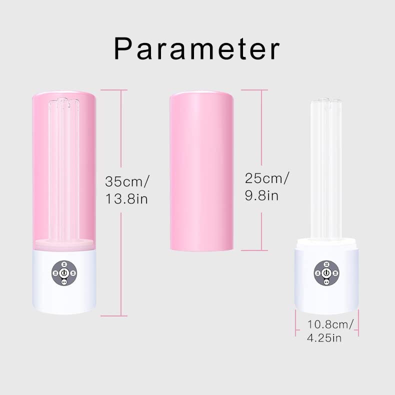 Cotton Knight, UV Light Sanitizer, 55w 254nm UVC Lamp for Room Surface Disinfection up to 750 sqft, Home/School/Hotel/Travel, Kills Bacteria/Molds/Dust Mites, 1Y warranty (Pink With Ozone)