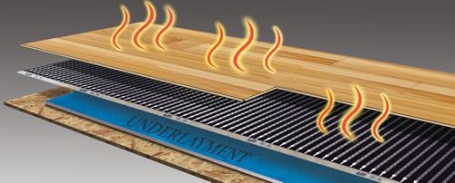 QuietWarmth Float 2-in-1 Kit QWF3X166F240VAL Radiant Floor Heating Mat w/Smart Home Thermostat for Laminate, Wood, Luxury Vinyl Floating Flooring- Cuttable Mat Size 3’x16.7' 240Volt (Covers 50sf)