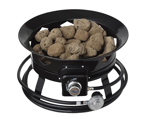 Flame King Smokeless Portable Propane Fire Pit Bowl, 19 inches, 58K BTU with Propane Grip Scale, Self Igniter, Cover, & Carry Straps for RV, Camping, & Outdoor Living
