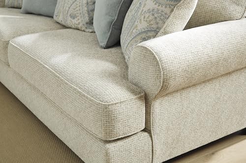 Signature Design by Ashley Monaghan Vintage Loveseat with Accent Pillows, Reversible Cushions and Rolled Arms, Beige