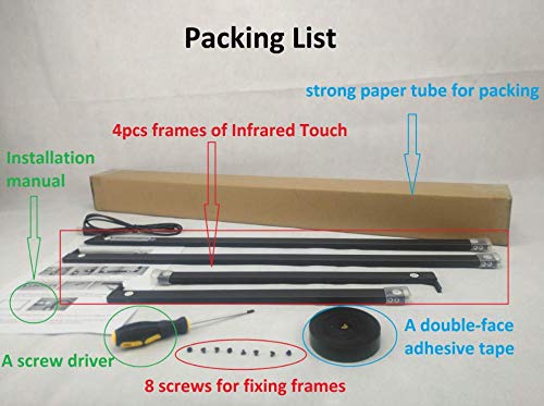 DeYoWo 55 Inch 10 Points Interactive Infrared IR Touch Screen Overlay Frame Free Driver, Design for Touch TV, Touch Monitor, Interactive White Board, Touch Kiosks and Digital Signage