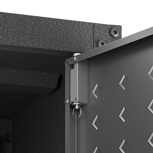 Manhattan Comfort Fortress Textured Metal 31.5" Garage Mobile Cabinet with 1 Full Extension Drawer and 2 Adjustable Shelves, Black/Gray