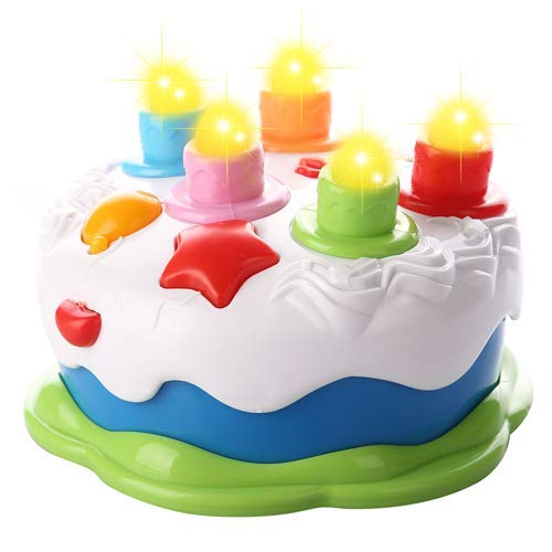 Love&Mini Birthday Cake Toys - First Birthday Cake Toy with LED Lighting, Music and Sonds, Great Baby Musical Toys for 1 2 3 4 Years Old Boys Girls Birthday and Xmas Gift