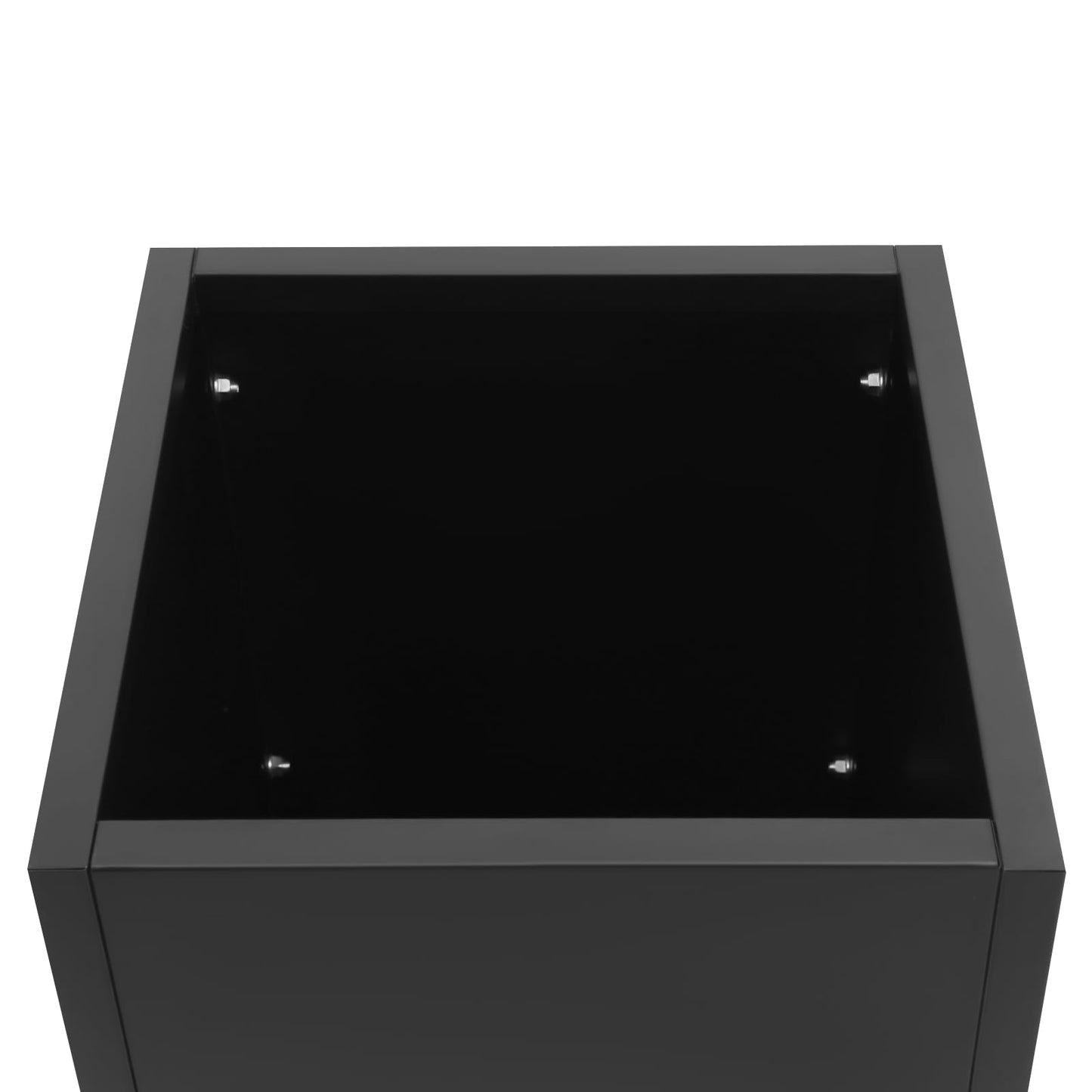 Titunjian Metal Planter Box Rectangular Planter Outdoor Planter Box with Drainage Hole Flower Box Span Divider Large Plant Pot for Balcony Patio Yard Garden (Black, 16 x 16 x 30 Inch)