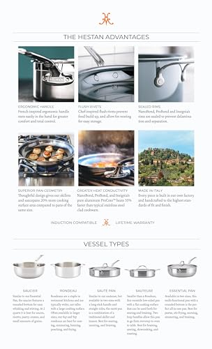 Hestan - NanoBond Collection - Titanium Stainless Steel 8.5-Inch Frying Pan - Toxin, PFAS, & Chemical Free Clean Cookware, Induction Cooktop Compatible