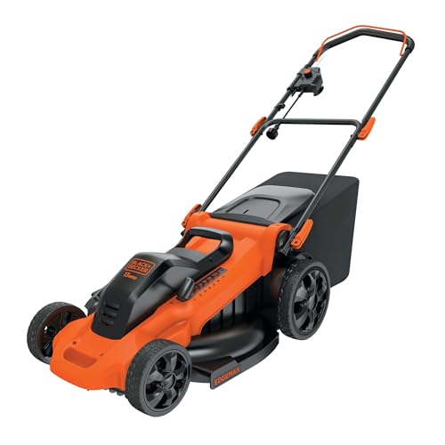 BLACK+DECKER 20-Inch Corded Electric Lawn Mower, Ultra Light Push Mower, 13-Amp High Output Motor, 3 in 1 Cutting Versatility, Tool Free Height Adjustment, 7-setting Cutting Height (MM2000)