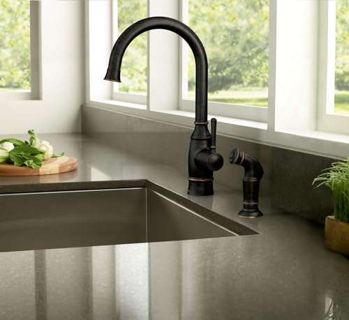 Moen Noell Mediterranean Bronze Single-Handle Kitchen Faucet with Side Sprayer, 87506BRB