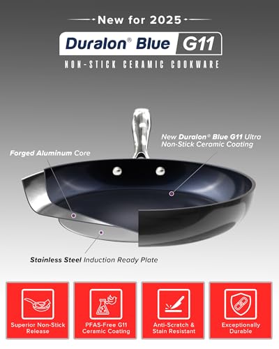 Nuwave Lux 13-Piece Premium Cookware Collection, Next-Generation G11 Duralon Blue Ceramic Nonstick, Ultra Durable, PFAS-Free, Lightweight & Works on All Cooktops