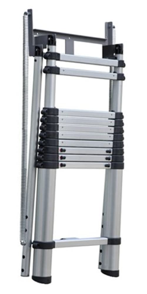 Telesteps 1000L Telescoping Attic & Loft Ladder – for 8–10 ft Ceilings | Type 1A 300 lb Rated | Compact Aluminum Ladder with One-Touch Operation, Spring Assist & OSHA Compliance
