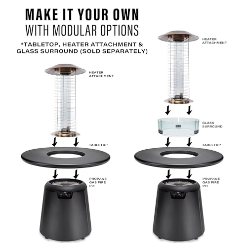 TIKI 28.5-Inch Customizable Propane Fire Pit, 40,000 BTU Outdoor Gas Fire Pit with Lava Rocks & Burner Cover – Modern Black Design for Patio, Backyard, and Outdoor Spaces