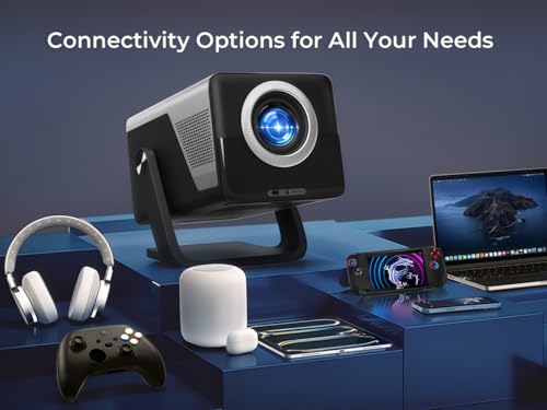 [4K Support/2000 ANSI/AI Visual Calibration] X7 Native 1080P Smart Projector with Android 14 OS,Compatible with Netflix YouTube,AI Auto Focus&Keystone,WiFi,Bluetooth,200" Display Black&Slate Gray