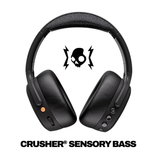 Skullcandy Crusher ANC 2 Wireless Over-Ear Bluetooth Headphones with Multi-Sensory Bass, Active Noise Cancelling, Up to 60 Hours Battery, Microphone for iPhone Android - True Black