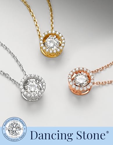 MomentWish Floating Necklace for Women, 0.5 Dancing Moissanite Necklace for Her, 925 Sterling Silver Pendant Anniversary Birthday Christmas Gift for Wife Mom Girlfriend-Halo